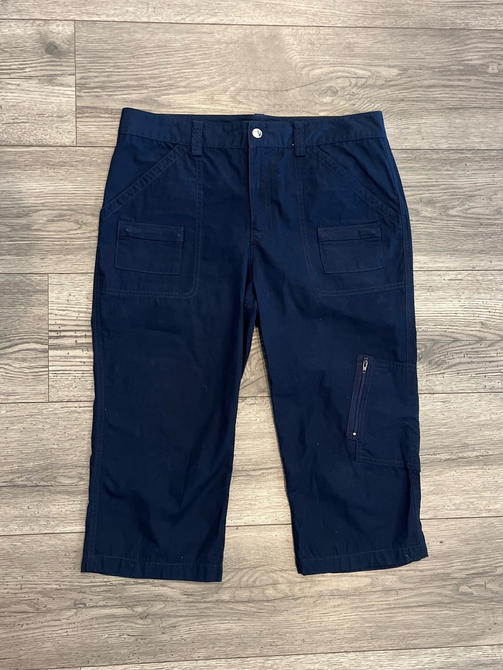 Ralph Lauren Women’s Navy Blue Cargo Capri Pants 6 Petite Cotton Cropped Utility